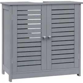 EUGAD Waschbeckenunterschrank, freistehend mit 2 Lamellentüren, verstellbares Regal, Grau,