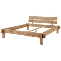 Massivmoebel24 Balkenbett Wildeiche 180x200 bianco geölt JANGALI #112 -