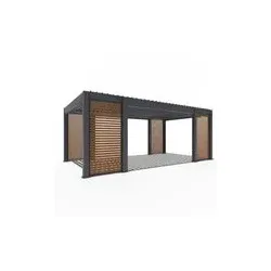 Weide Prestige Pergola | Voll-Alu-Pavillon | 3,6 x 6,57 M | Inkl. LED, 4x Lamellenwand & 4x Sonnenrollo | Lamellendach  Anthrazit