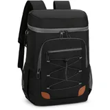 Droombouw 28L Picknickrucksäcke Kühlrucksack Ultraleicht Isolierte Cooler Bag Groß Wasserdichter Rucksack mit Flaschenöffner für Picknick Camping Strand Wandern Reisen Einkaufen Schwarz-1