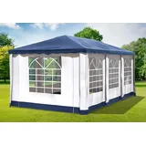 Gartenpavillon 3x6m PVC Polyester BLAU Partyzelt Wasserdicht Fenster Festzelt