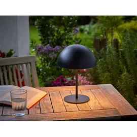 NORTHPOINT LED Metall Akku Tischlampe in Pilzform 28cm hoch Touch-Schalter Outdoor Lampenschirm Terassenleuchte Schwarz,