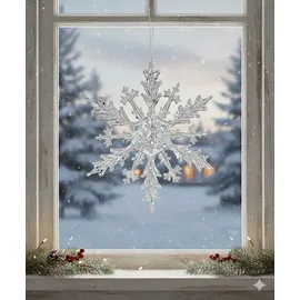 Bollweg Formano Eiskristall-Hänger 20 cm Acryl Schneeflocke - Transparent Winterdeko - Transparent