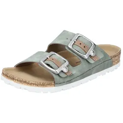 Pantolette RIEKER, Damen, Gr. 36, grün (mint, kombiniert), Lederimitat, klassisch, Schuhe, Sommerschuh, Schlappen mit verstellbaren Schnallen