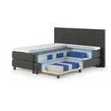 Bengus Boxspringbett FLORENZ 180x200cm Härtegrade H5/ H5 Stoffbezug grau - Grau