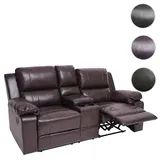 Mendler 2er Kinosessel HWC-H29, Relaxsessel Fernsehsessel Zweisitzer, Getränkehalter Soft Touch Kunstleder MVG - braun