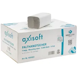axisoft Handtuch ZZ Falz 1-lagig naturweiß blauer Engel