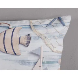 Muller Textil Maritim unifarben Blau 135 x 200 cm + 2 x 80 x 80 cm