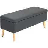 Homcom Sitzbank mit Stauraum Polsterbank mit Leinenoptik, Sitztruhe mit Holzbeine, Truhenbank für Wohnzimmer Schlafzimmer Flur 110 x 39 x 45 cm, Dunkelgrau