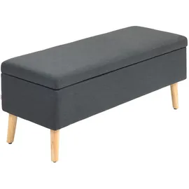 Homcom Sitzbank mit Stauraum Polsterbank mit Leinenoptik, Sitztruhe mit Holzbeine, Truhenbank für Wohnzimmer Schlafzimmer Flur 110 x 39 x 45 cm, Dunkelgrau