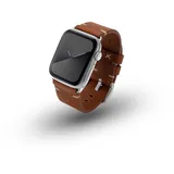 JT Berlin Watchband Alex II Vintage Armband 42 mm, 44 mm, 45 mm, 46mm M Braun, Silber Watch Series 1, [Watch Series 2, Watch SE, 8/7 / 6/5 / 4/3 / 2/1, Aluminium Verschluss] braun/Silber