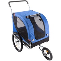 Sena Fahrradhundeanhänger Fahrradanhänger Boxer 3in1 Funktionen, Jogger Hundebuggy Buggy, Hundewagen bis 40kg Klappbar Hundeanhänger Fahrrad Transportanhänger blau