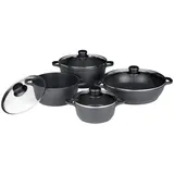 ELO Kochtopfset Black Cast, Schwarz, Metall, 4-teilig, 16 cm,20 cm, rund, 30x16.5x55 cm, optimale Wärmeverteilung, Kochen, Töpfe, Topfsets