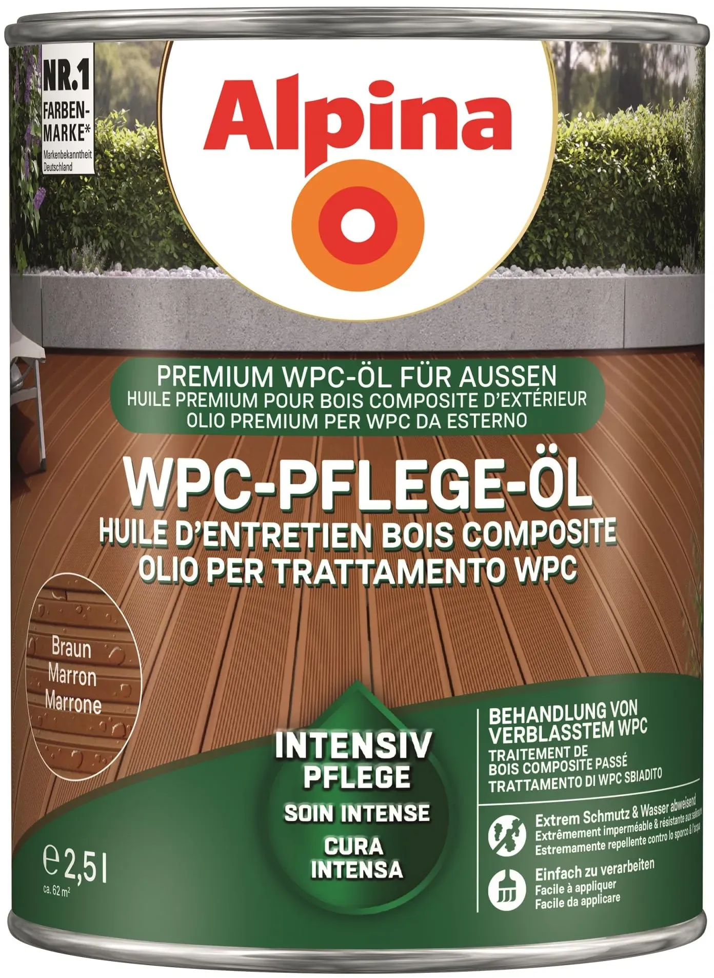 Alpina WPC-Pflege-Öl Braun 2,5 Liter