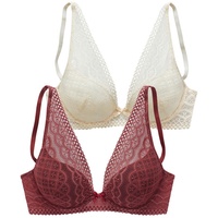 PETITE FLEUR Push-up-BH Damen haselnuss+puder Gr.90A