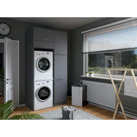 laundreezy Mehrzweckschrank-Set 118 x 238 x 68 cm Grau