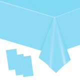 3P Tischdecke Hellblau Einweg,137*274cm Papiertischdecke Hellblau Tischtuch Tischdecke Hellblau Papier,Wasserdichte Tischdecke Hellblau Tischdecken für Party,Picknick,Geburtstags,Hochzeit,Weihnachten