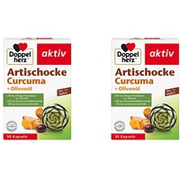 Doppelherz Artischocke + Olivenöl + Curcuma - Pflanzliches Nahrungsergänzungsmittel mit Artischocken- & Kurkuma-Extrakt sowie Omega 9-Fettsäuren - 30 Kapseln (2er Pack)