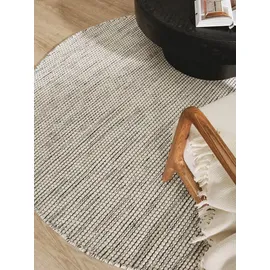 benuta Pure Wollteppich Beige, Textil, Beton Optik, Rund, 250x250 cm pflegeleicht, Teppiche - Böden, Teppiche, Naturteppiche