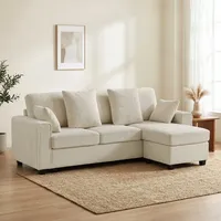 HOMCOM Ecksofa 235,5cm L-Form Sofa 3-Sitzer mit umkehrbarer Chaiselongue, Beige