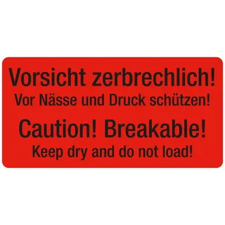 Eichner Warnetiketten rot »Vorsicht zerbrechlich! Vor Nässe und Druck schützen!« 100,0 x 50,0 mm