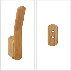 Relaxdays Wandhaken Bambus, zum Schrauben, Garderobenhaken einzeln, Kleiderhaken Garderobe, HBT: 15 x 2,5 x 5 cm, natur