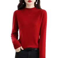 Cashmere Pullover Damen, Cashmere Pullover Damen Prozent Rundhals Langarmshirt Oversize Leichtes Sweatshirt (Color : Bordo, Size : M) - M