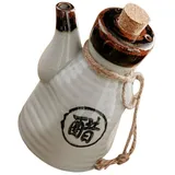 Healvian Keramik-Sojasaucen-Flasche Honigbehälter Soja-Ausgießer Vintage-Olivenöl-Flasche Olivenöl-Dekanter Olivenöl-Menge Soja-Sauce-Spender Sahnekännchen Weißes Ölregal