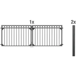 Alberts Doppeltor-Set Circle Gartentor Schmuckzaun, Schwarz + Anthrazit, Höhe 100-120 cm, Aluminium