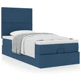 vidaXL Ottoman-Bett mit Matratze Blau 100x200 cm Stoff