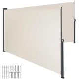 Tectake Seitenmarkise 160 x 600 cm Beige Aluminium