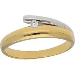 Fingerring »Schmuck Geschenk Damenring Ring Solitär bicolor«, mit Zirkonia (synth.), 36301936-54 gelbgoldfarben-silberfarben-kristallweiß + kristallweiß