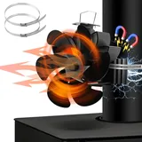 ISOISL Kaminventilator Magnetisch 6 Blätter mit 2 Ersatzring, Ofenventilator Ohne Strom Effiziente Kaminwerkzeug Lüfter Leiser für Kaminofen Kamin Holzofen, 16,5 * 16,5 * 8,5 cm