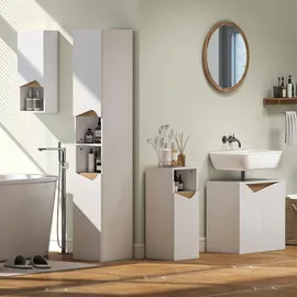 Homcom Badezimmerschrank Wandschrank mit Soft-Close-Tür, und offenem Fach Weiß