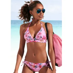 Triangel-Bikini-Top SUNSEEKER "Modern", Damen, Gr. 32, Cup A/B, rosa (rosa, bedruckt), Polyamid, floral, bedruckt, Bikini-Oberteile, mit floralem Design
