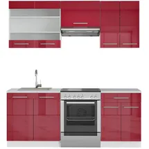 Vicco Küchenzeile Fame-Line 200 cm Bordeaux Hochglanz