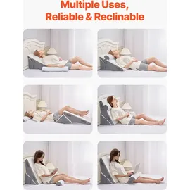 Vevor Bettkeilkissen, 3-teiliges orthopädisches Lesekissen-Set, mit Jacquard-Bezug & Schaumstoffunterstützung, Kissen nach Operationen zur Linderung von saurem Reflux, Rückenschmerzen & Schnarchen