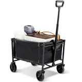 Randaco Bollerwagen Faltbar, Handwagen Für Strand Camping Einkauf, Transportwagen, Gartenwagen, Faltbollerwagen, Klappbollerwagen Bis 80kg Seitlich Aufklappbar
