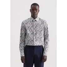 Seidensticker Businesshemd "Schwarze Rose", Herren, Gr. M (40), normale Ärmellängen, grün, 100% Baumwolle, bedruckt, slim fit, 2-Knopf-Manschette, Hemden, Slim 1/1 Kentkragen Druck
