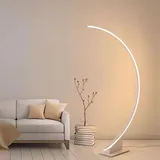 LANMOU Bogenlampe LED Modern Wohnzimmer Stehlampe Dimmbar mit Fernbedienung, Skandinavischer Stil Stehleuchte für Wohnzimmer Schlafzimmer, Weiß