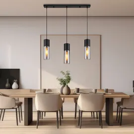 GLOBO Pendelleuchte Hängelampe Deckenleuchte Esszimmerlampe 3-Flammig Rauchglas L 70cm
