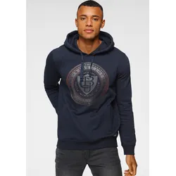 Kapuzensweatshirt, Langarm, schmale Passform, bedruckte Optik, Gr. XXL (60/62), marine, , 10570707-XXL