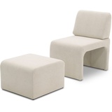 Domo Collection Sessel DOMO COLLECTION 700017 ideal für kleine Räume, platzsparend, trotzdem bequem" Gr. Chenille-Struktur, Sessel incl. Hocker, B/H/T: 70 cm x 82 cm x 70 cm, beige (creme) Einzelsessel