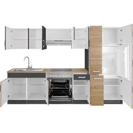 kochstation Küchenzeile KS-Gera 300 cm grau/beige