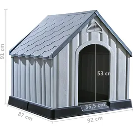 vidaXL Hundehütte Grau 92x87x91 cm Kunststoff