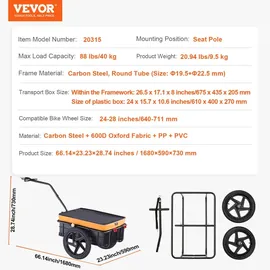 Vevor Fahrradanhänger 40 kg Tragkraft faltbar 2023