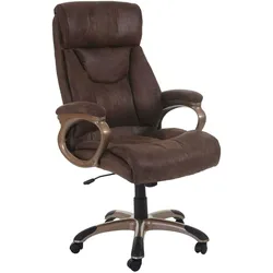 Mendler Bürostuhl Dallas, Schreibtischstuhl Drehstuhl Chefsessel ~ Wildleder-Optik taupe-braun