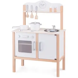 Küchenzeile Kinderküche aus Holz Modern Weiß Holzküche Holzspielzeug