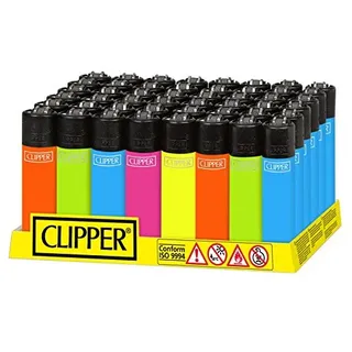 48 Feuerzeuge Clipper Solid Fluo NEU