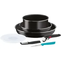 Tefal Ingenio 7-teiliges Kochgeschirr-Set, Pfannen, Topf und Deckel, luftdicht, Schäler, Officemesser, abnehmbarer Griff, stapelbares Design, spülmaschinengeeignet, Essential L1549002
